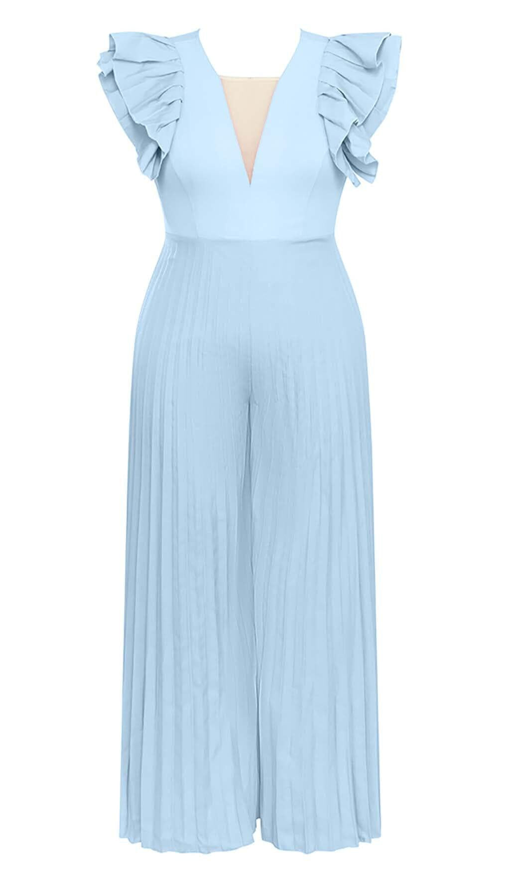 PLUNGE-MAXIKLEID IN BLAU