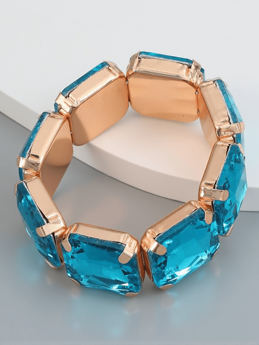 Parris Blaues quadratisches Strassarmband