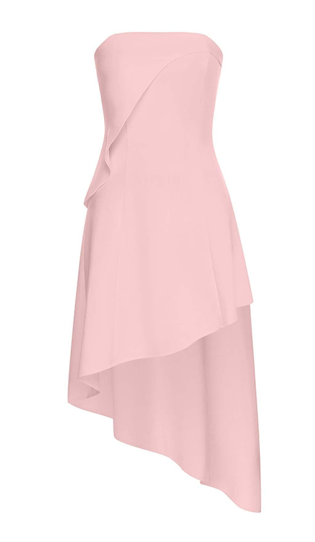 ÄRMELLOSES BANDEAU-HIGH-LOW-KLEID IN ROSA