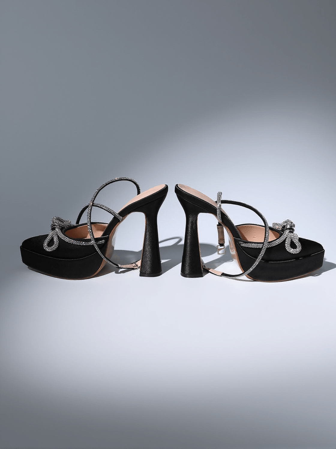 Scarpe con tacco Anouk Bow Crystal Satin nere