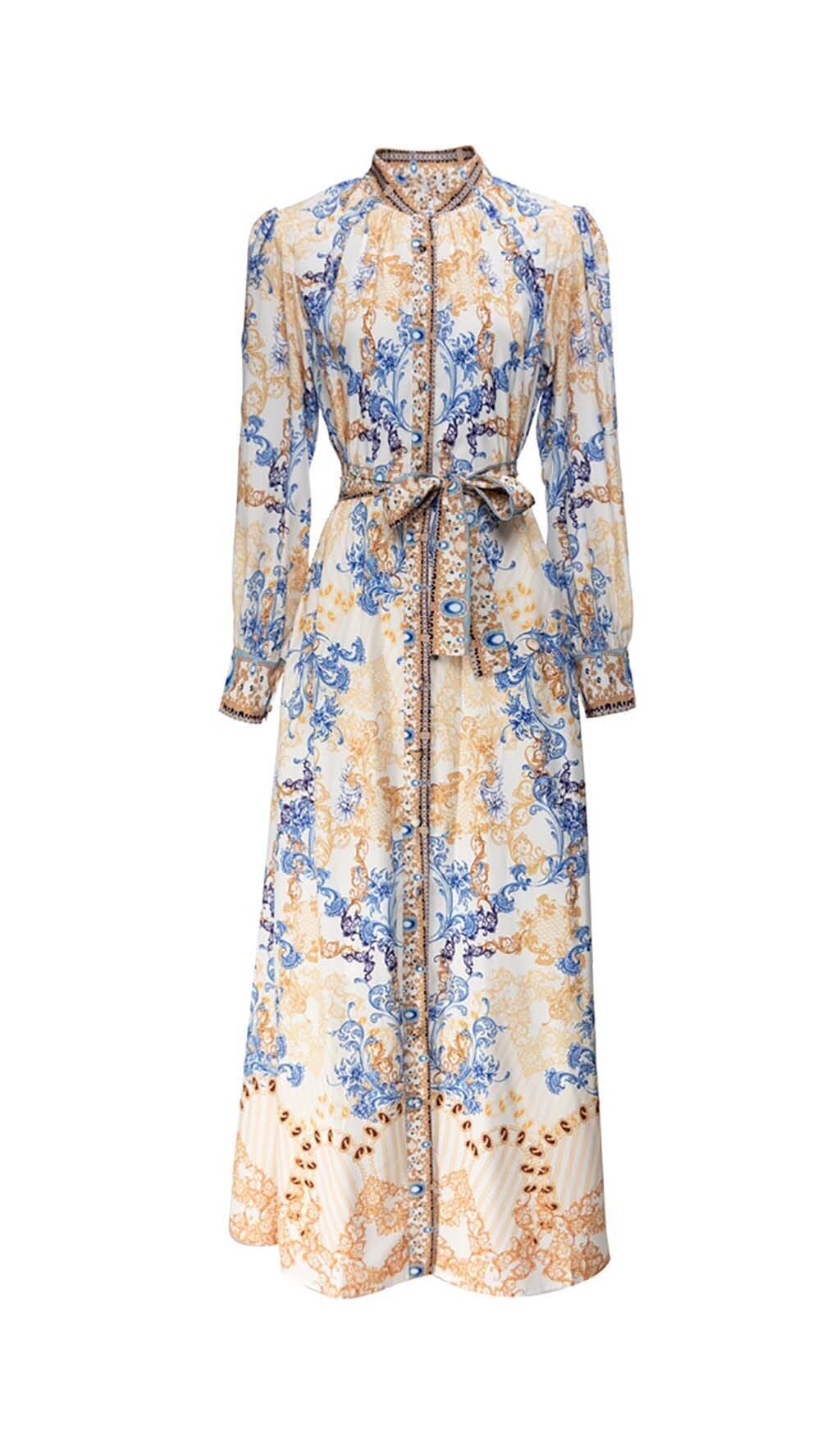 VINTAGE-MAXIKLEID MIT FLORALEM VOLLDRUCK