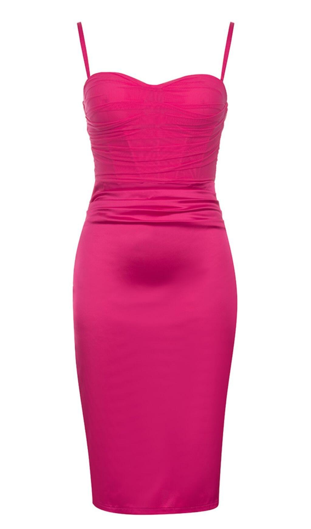 Satin-Träger-Korsettkleid in Rot