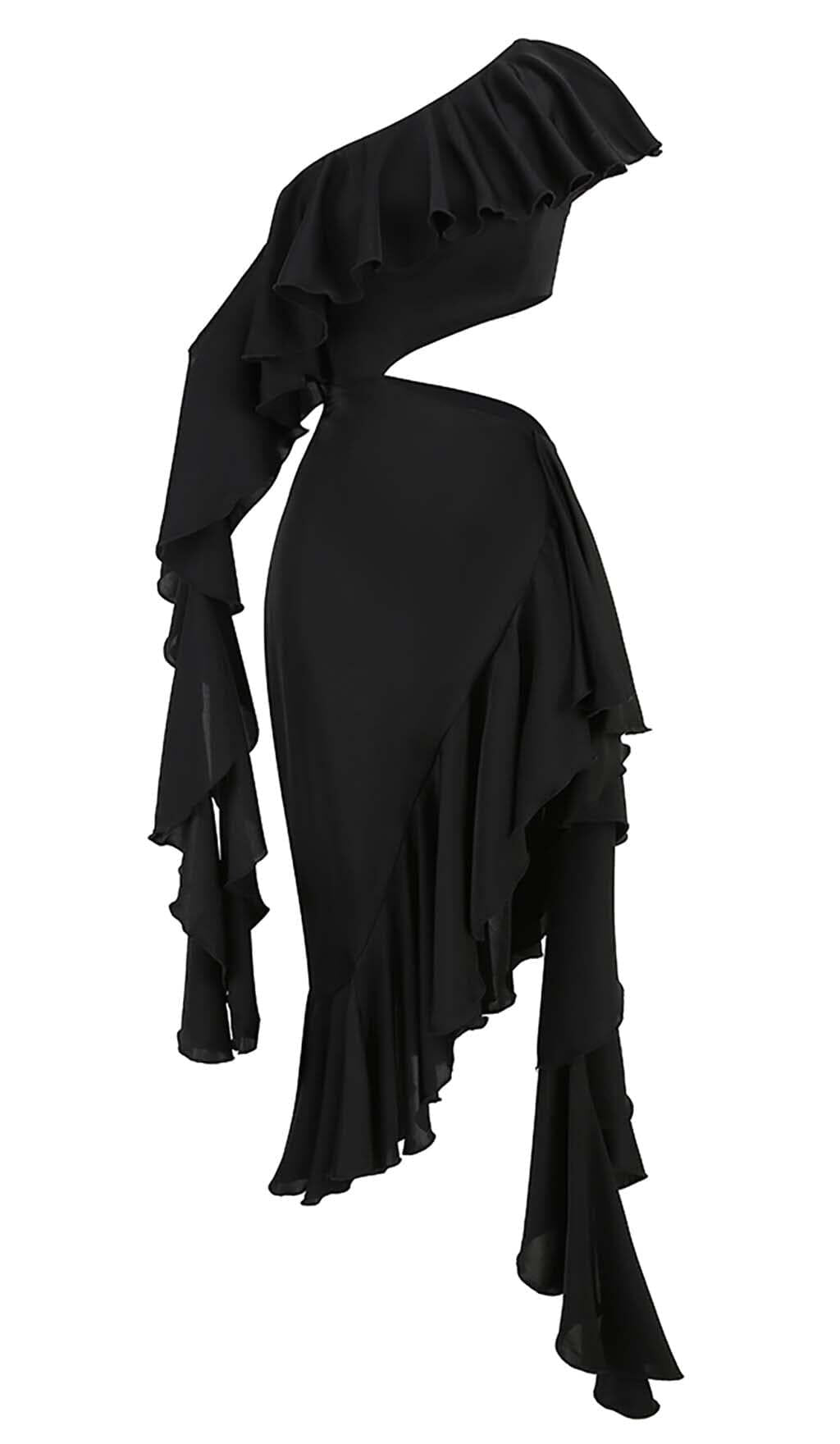 ASYMMETRISCHES MAXIKLEID MIT RÜSCHEN