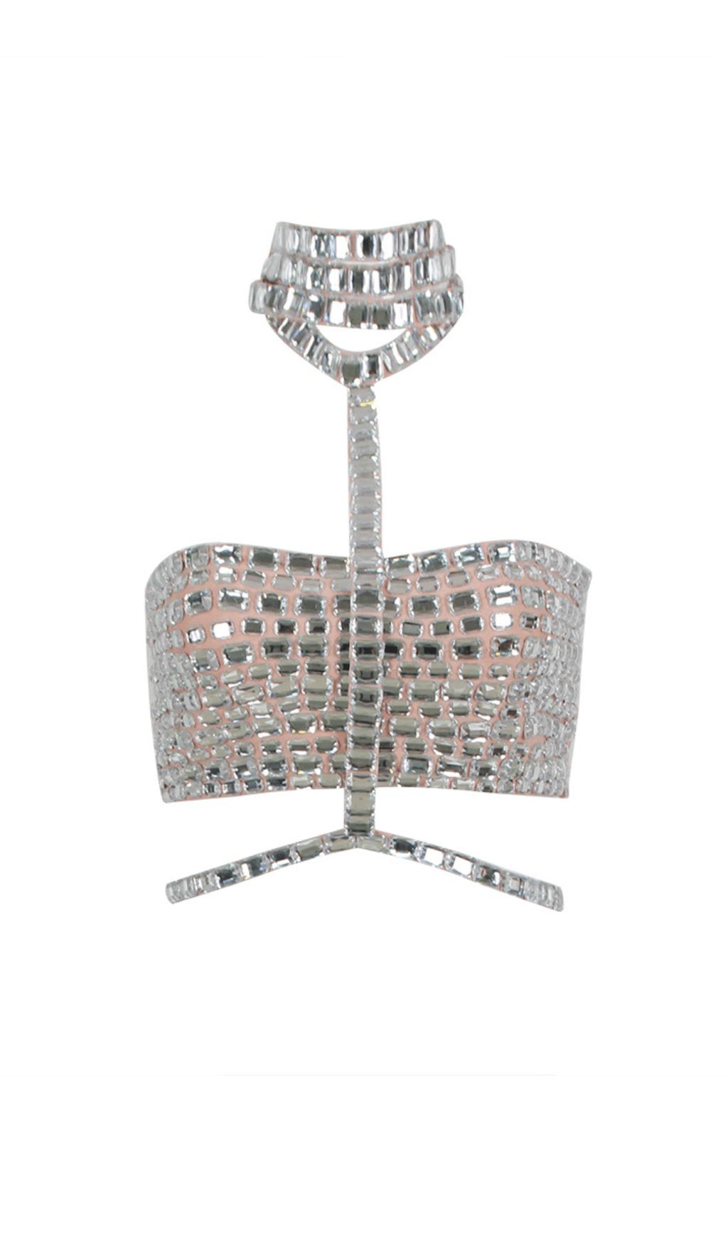 TOP A TUBO CON COLLANA DI DIAMANTI ALLA MODA