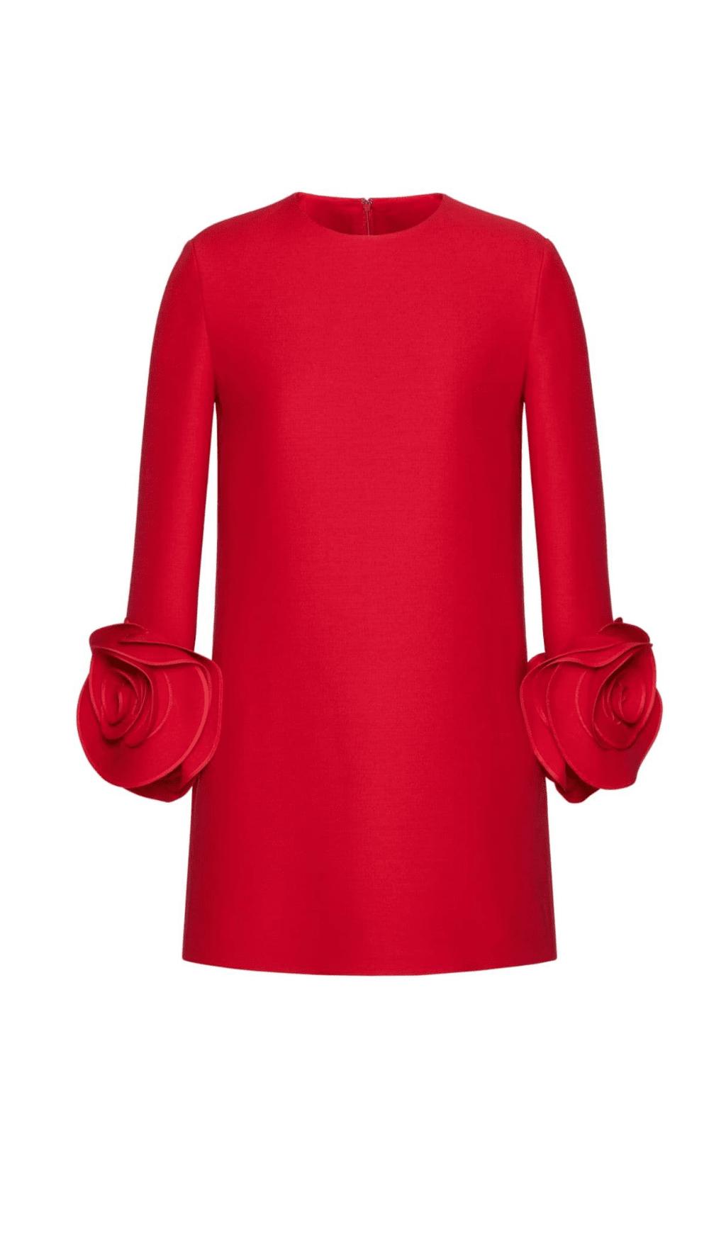 MINI ABITO IN CREPE FLOREALE ROSSO 3D