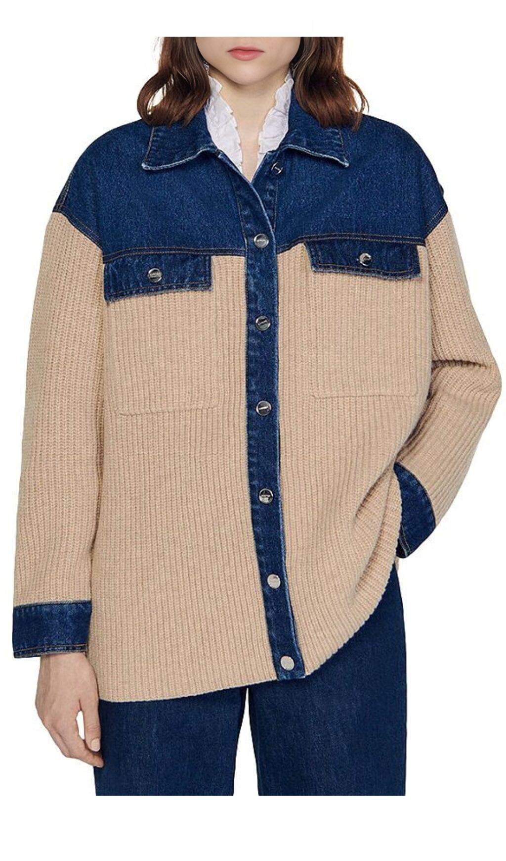 RIPPSTRICK-MIX-MATERIAL-COATIGAN