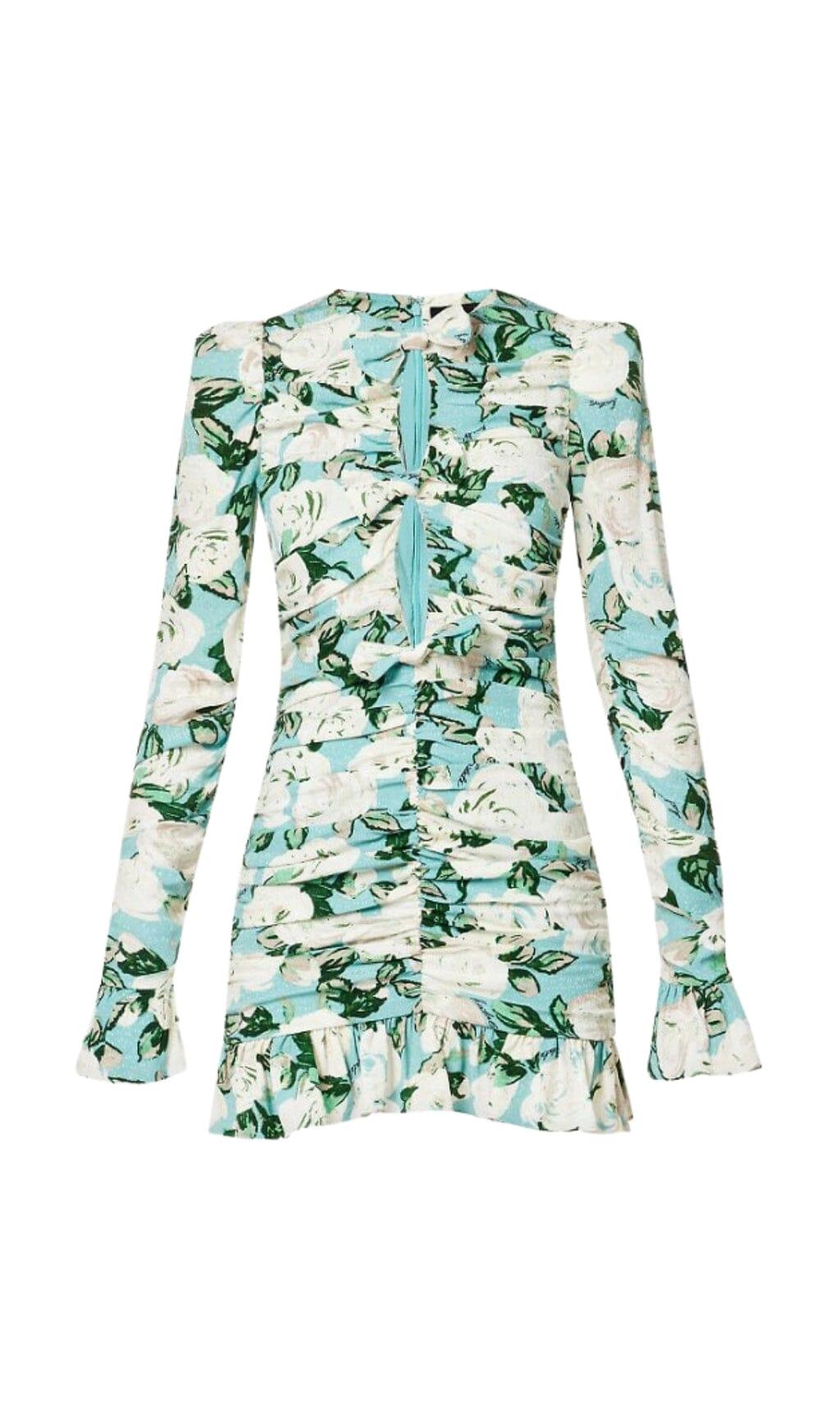 MINI ABITO A MANICHE LUNGHE CON VOLANT IN JACQUARD