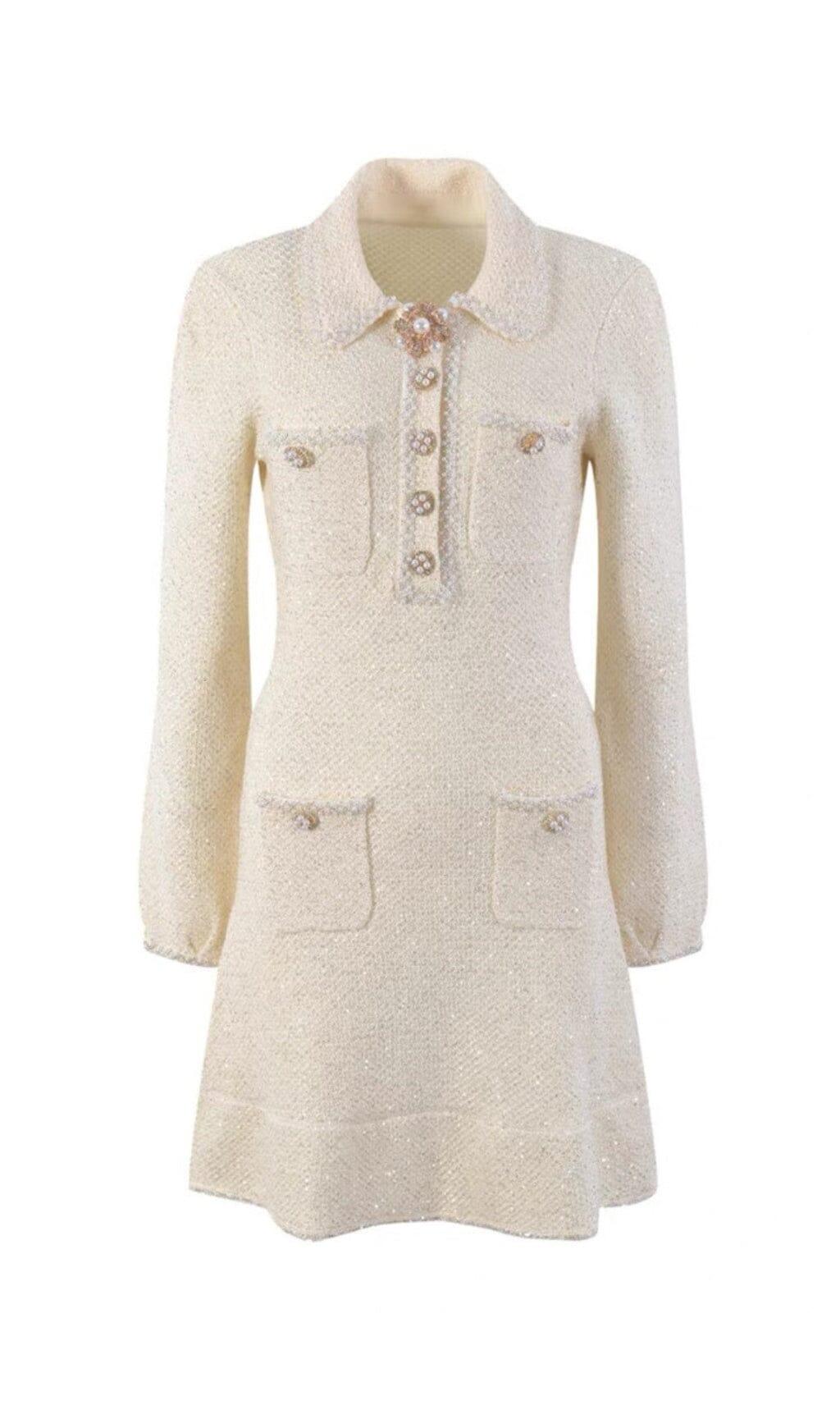 MINI ABITO IN MAGLIA BOUCLÉ CON PAILLETTES DECORATI