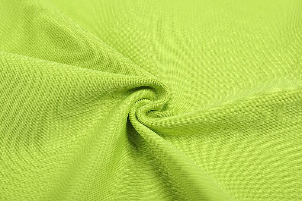 AIIZIE GREEN V-NECK OFF-SHOULDER LONG-SLEEVED MESH DIAMOND BANDAGE DRESS - product image