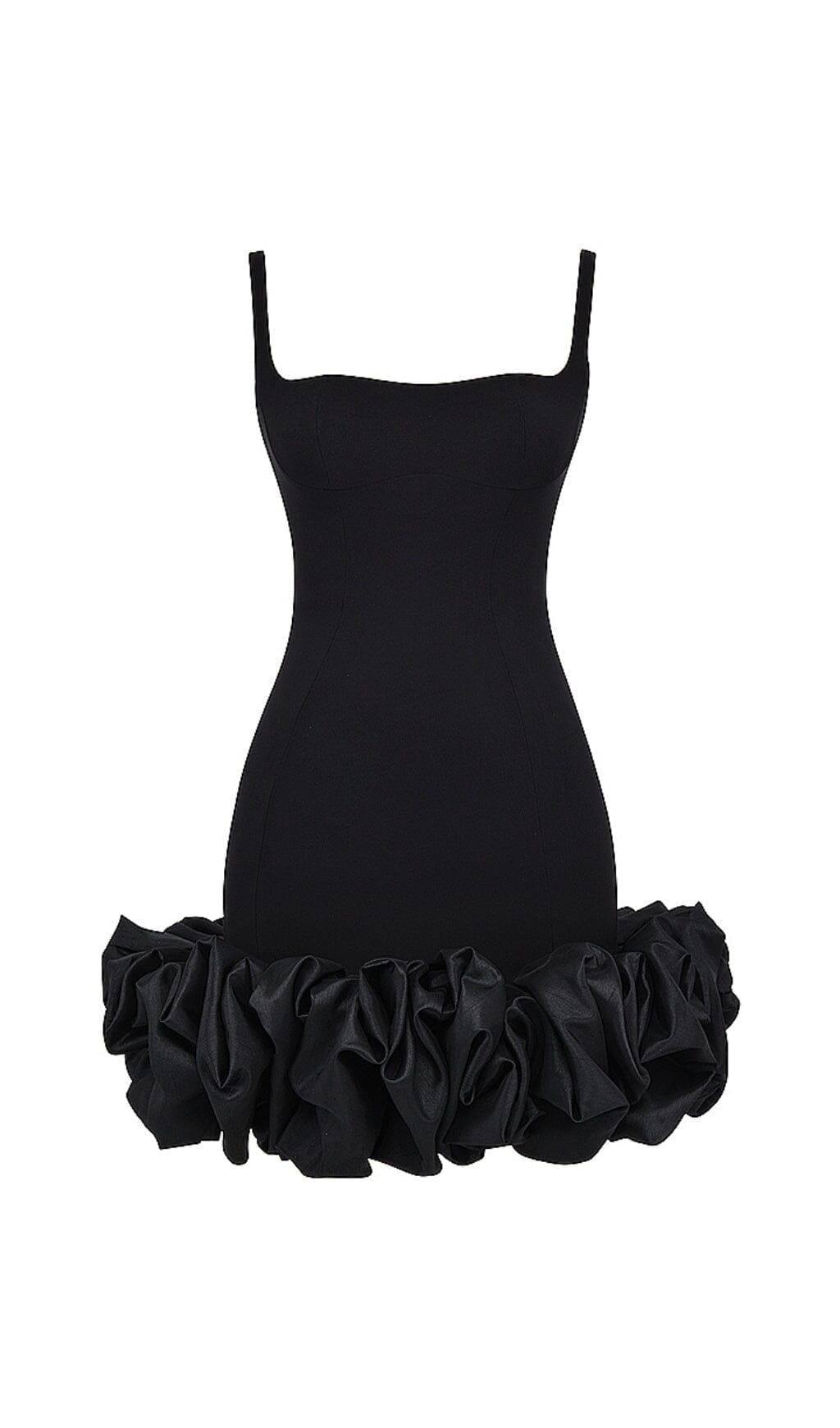 BLACK RUFFLE HEM DRESS – AIIZIE