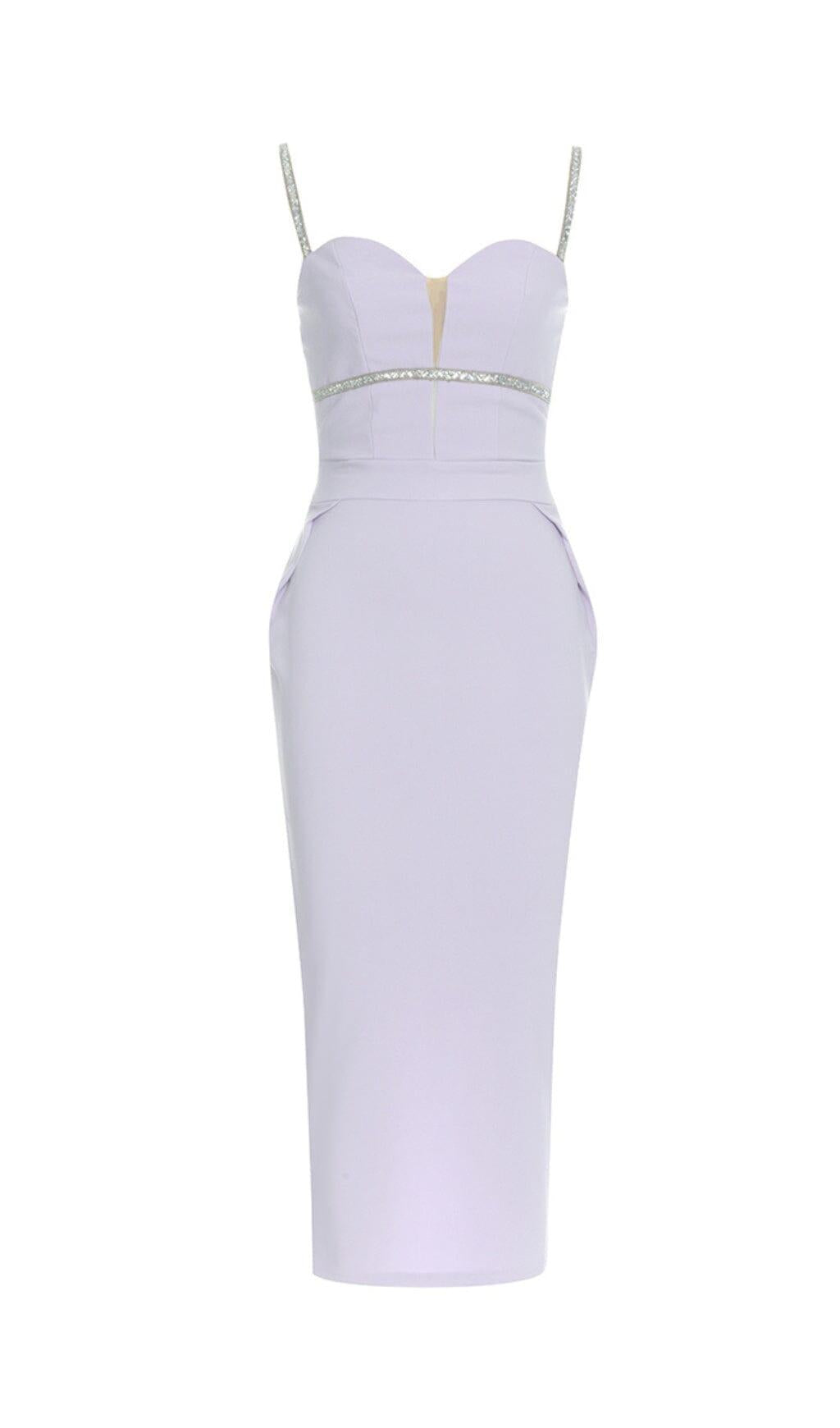 Tief ausgeschnittenes, enges MIDI-Kleid mit Rautenmuster und Rückenträgern