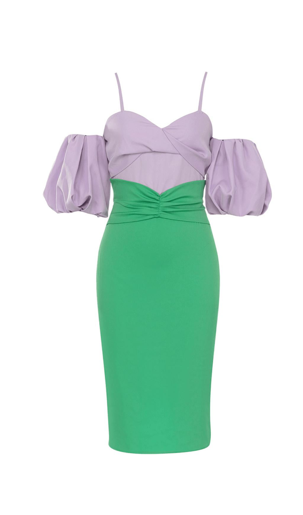 Figurbetontes Midikleid mit PUFFÄRMELN