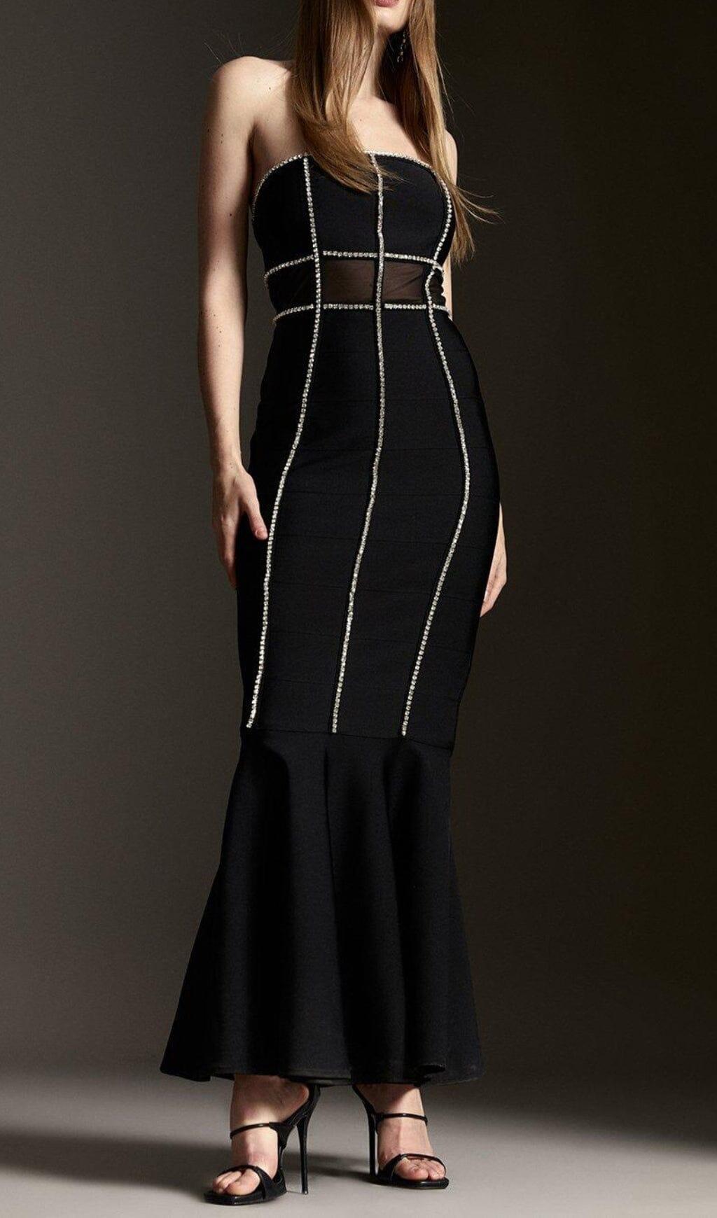 AIIZIE BANDAGE BANDEAU MESH KNIT MAXI DRESS - product image