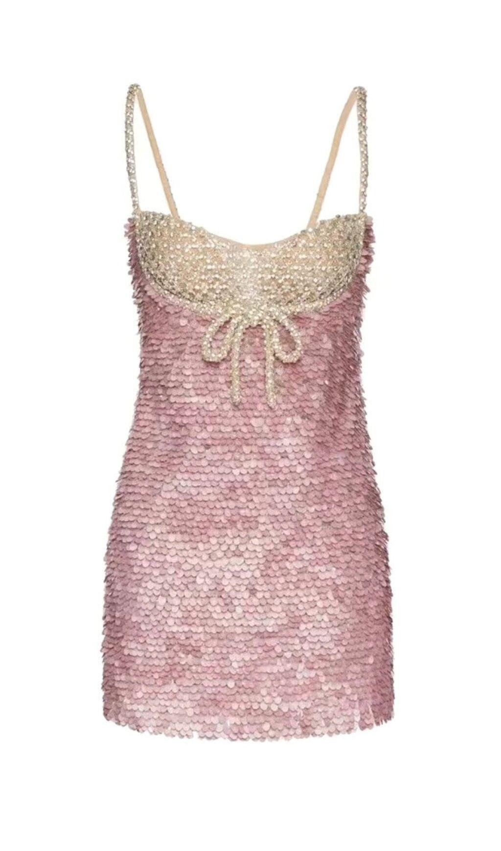 Verziertes Pailletten-Minikleid in Pink