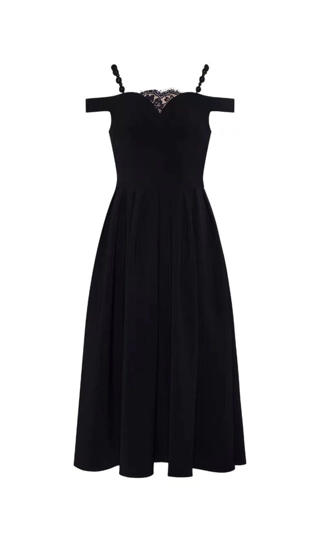 MIDIKLEID MIT PERLTRÄGERN IN SCHWARZ