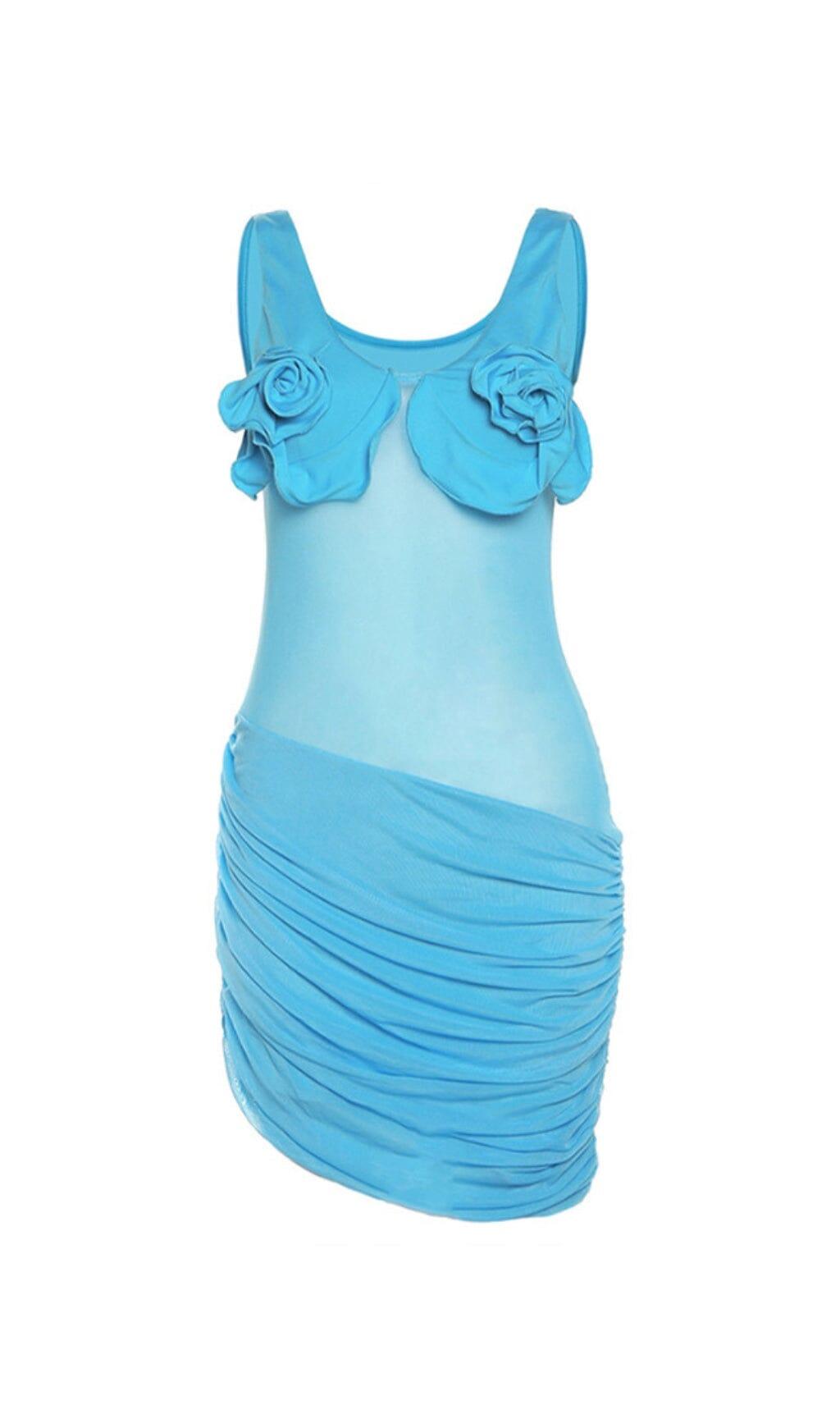 Netzkleid mit Blumenmuster und Rundhalsausschnitt