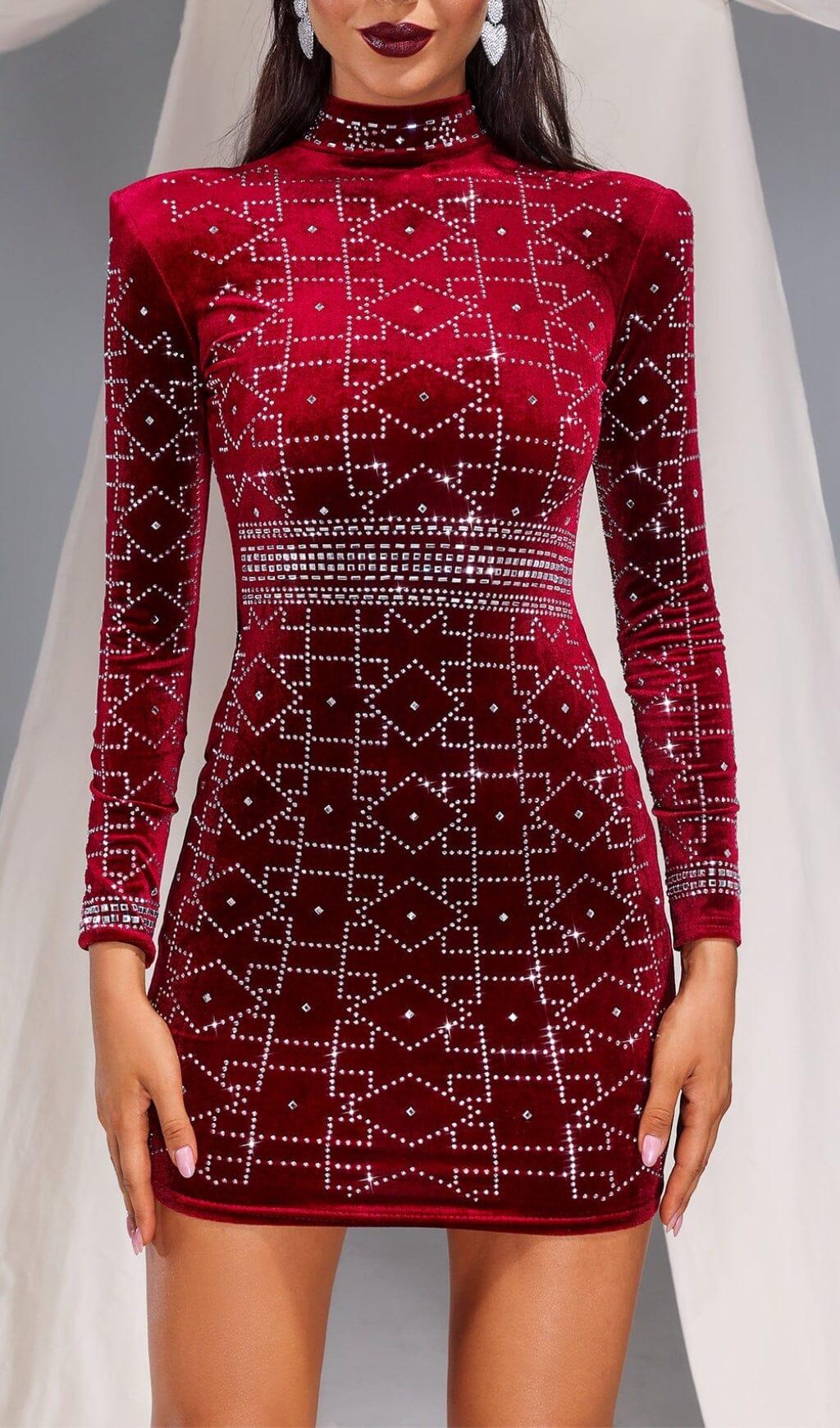 MINI ABITO IN VELLUTO ROSSO