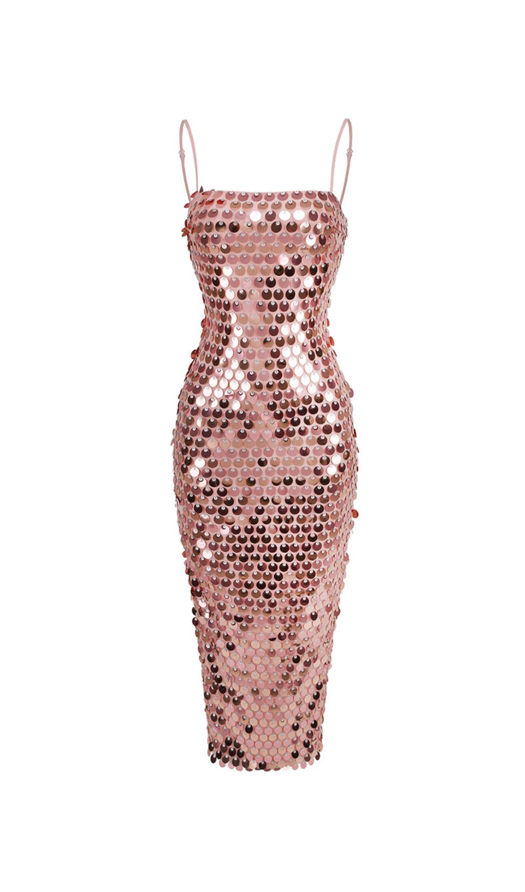 MIDIKLEID MIT TRÄGERN UND PAILLETTEN