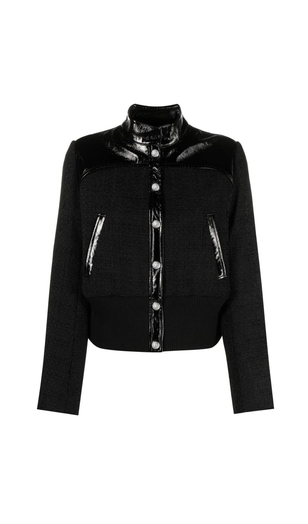 BOMBERJACKE AUS TWEED MIT LACKBESATZ