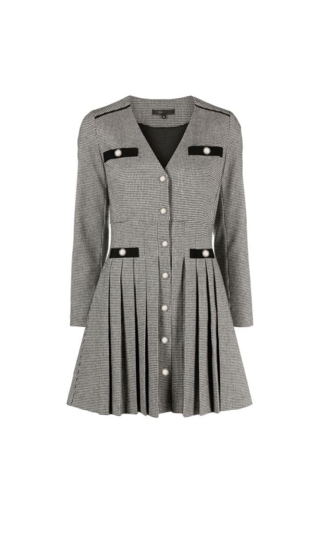 KARIERTES KLEID MIT PLISSEE-ROCK