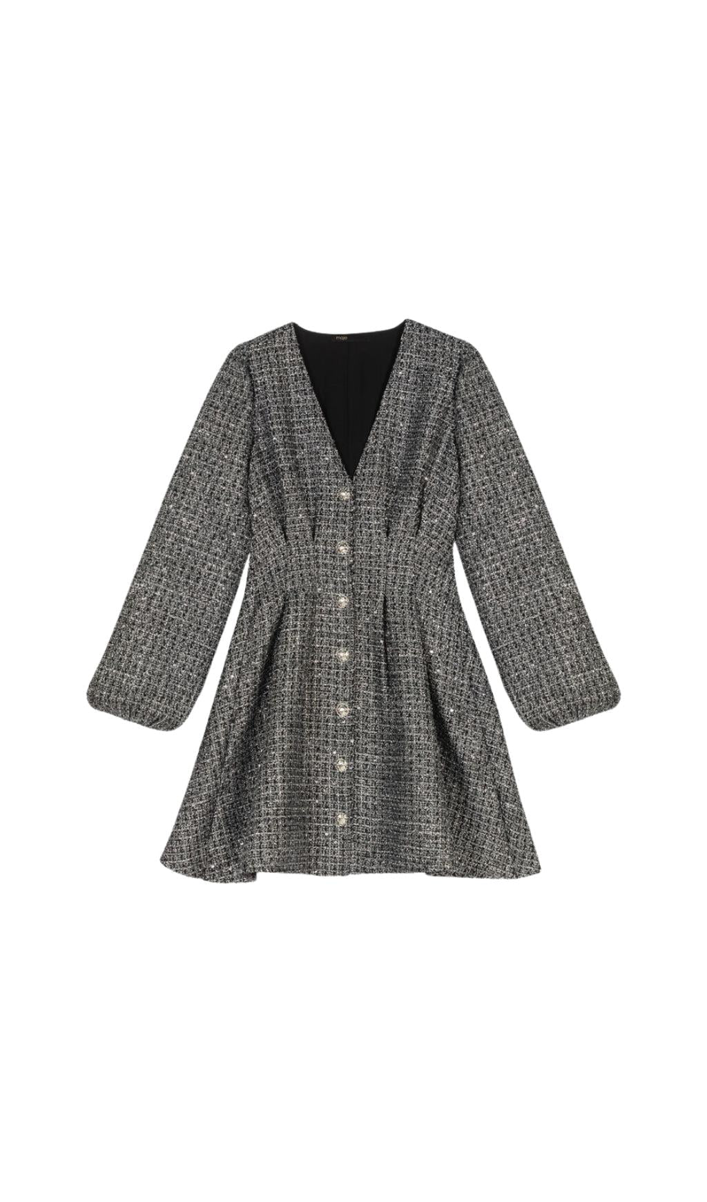 LANGÄRMELIGES MINIKLEID MIT PAILLETTEN