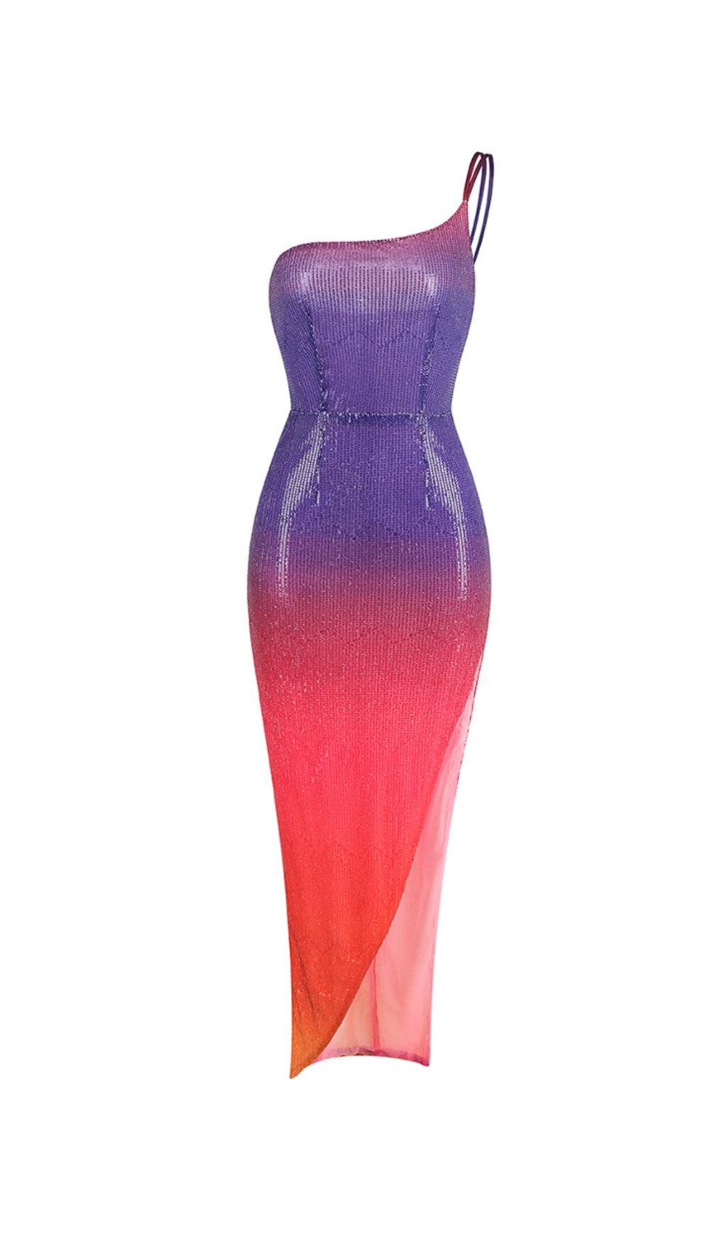 ABITO MIDI CON SPACCO ALTO E MONOSPALLA