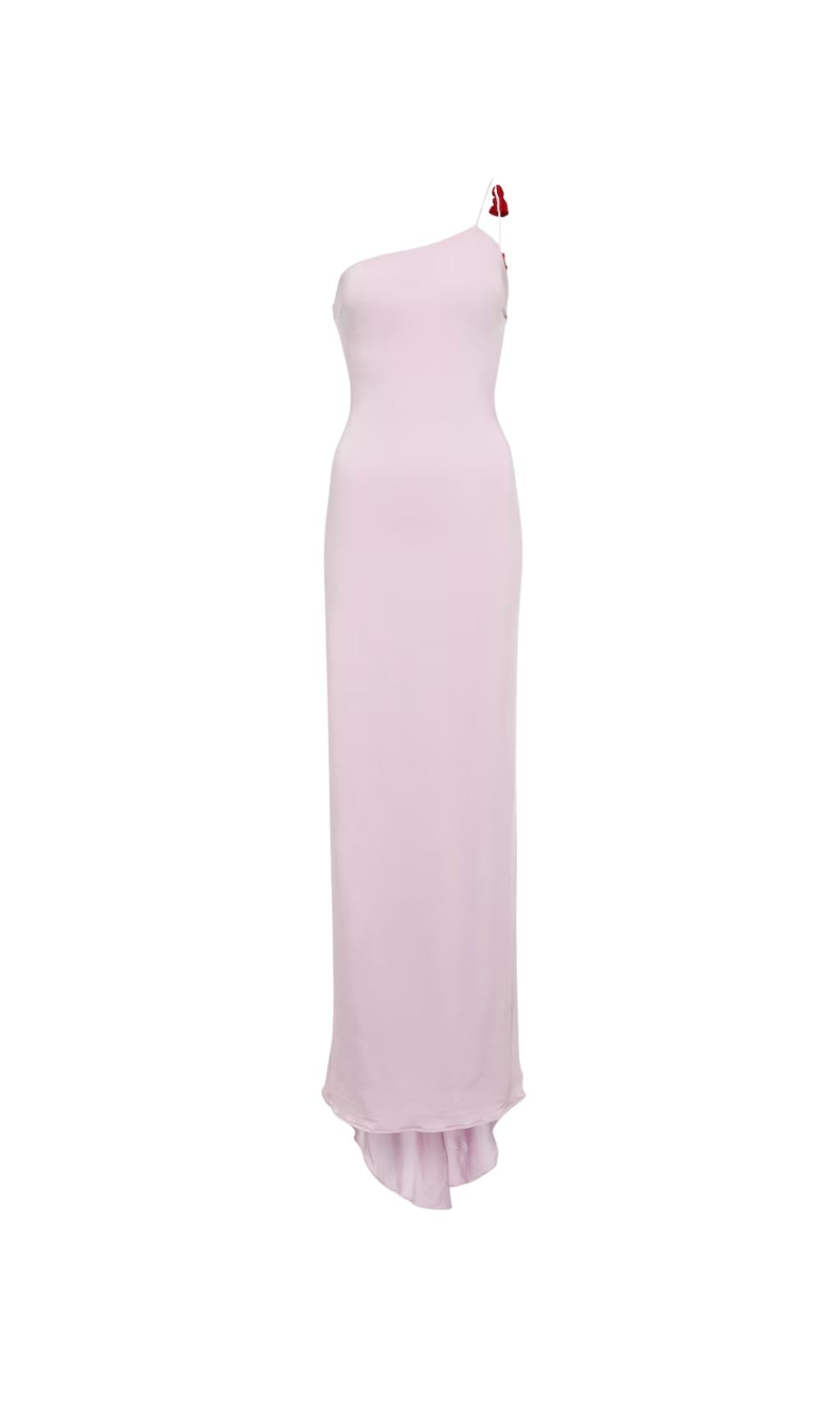 ABITO MONOSPALLA CON APPLICAZIONI FLOREALI