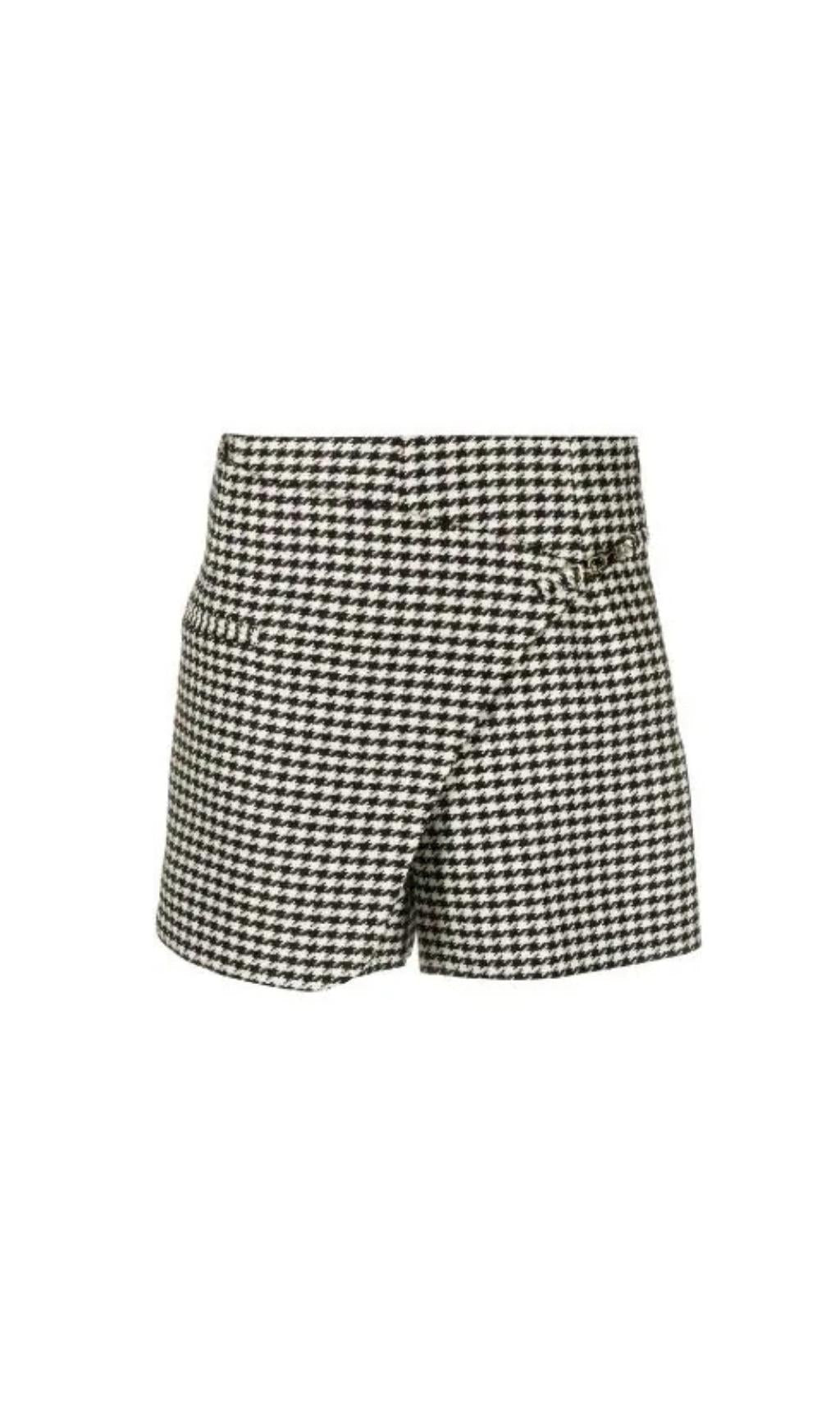 ASYMMETRISCHE SHORTS MIT HAHNENTRITTMUSTER