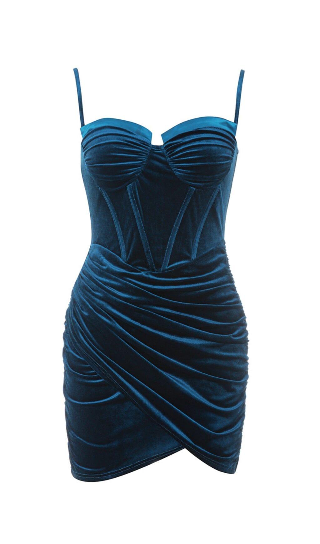 SAMT-KORSETT-MINIKLEID IN BLAU