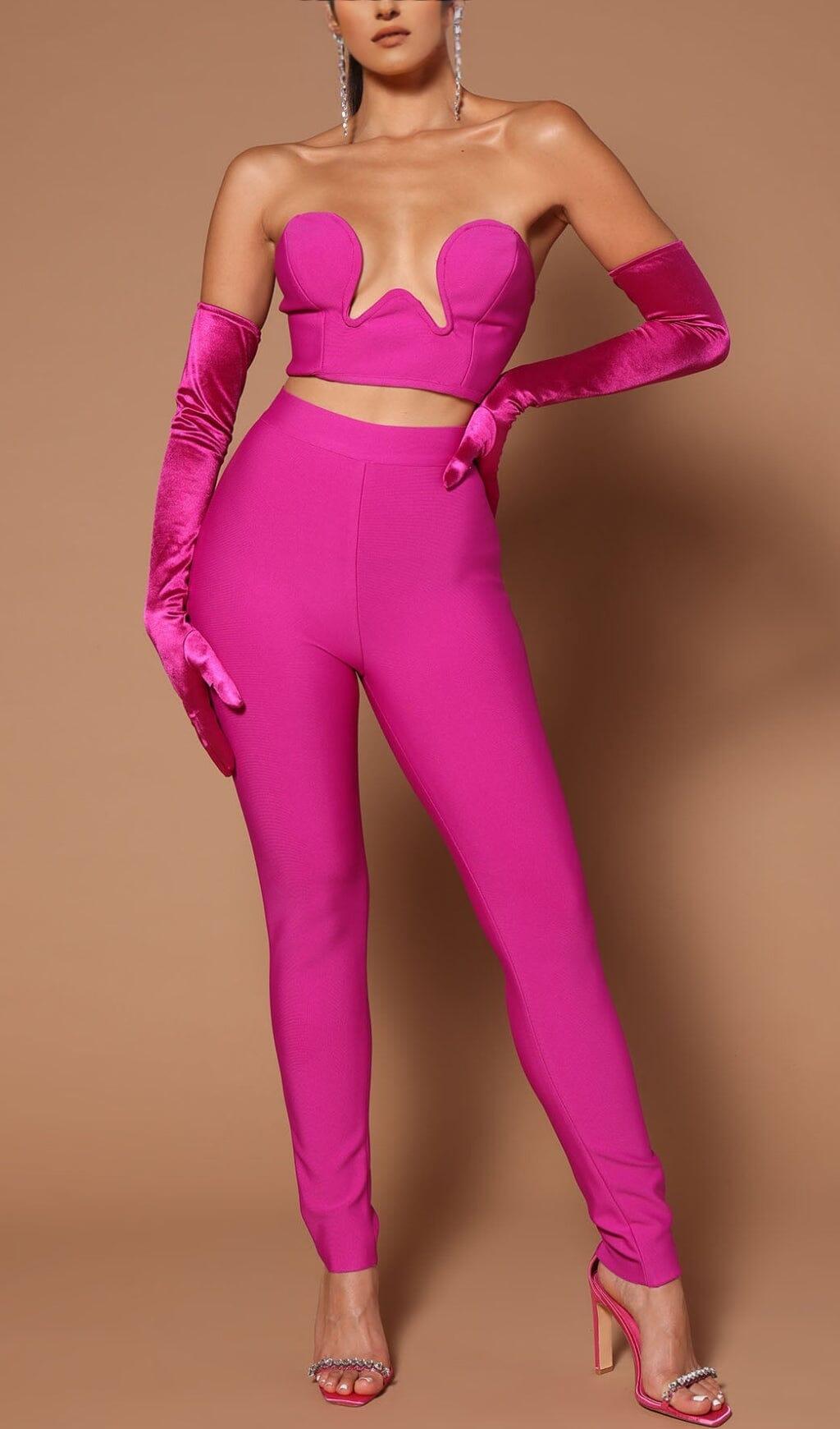 AIIZIE BANDAGE CUTOUT THREE PIECES SUIT IN PINK - product image