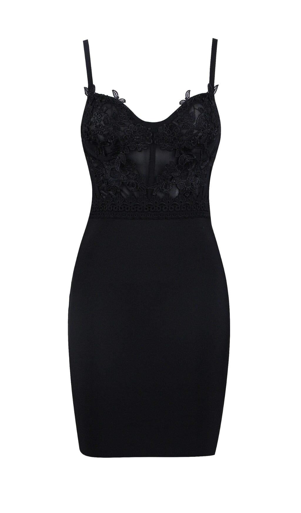 AIIZIE BANDAGE LACE STRAPPY MINI DRESS IN BLACK - product image