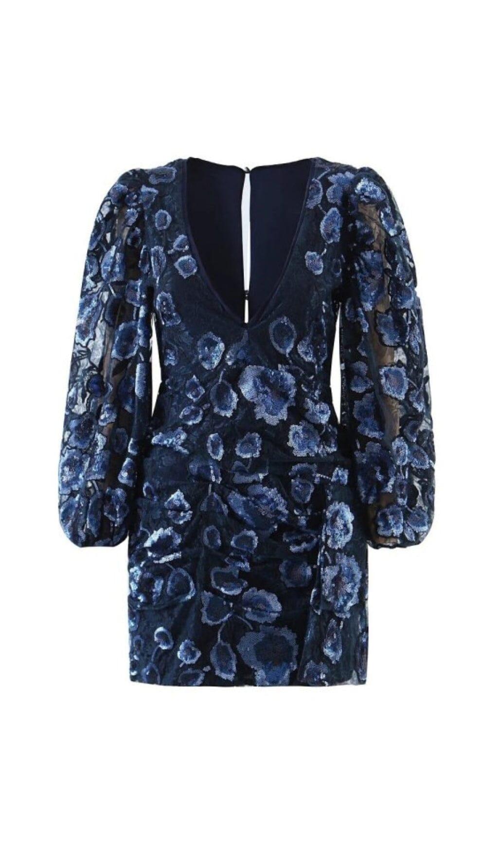 VICTORIA MINIKLEID MIT STICKEREI IN BLAU