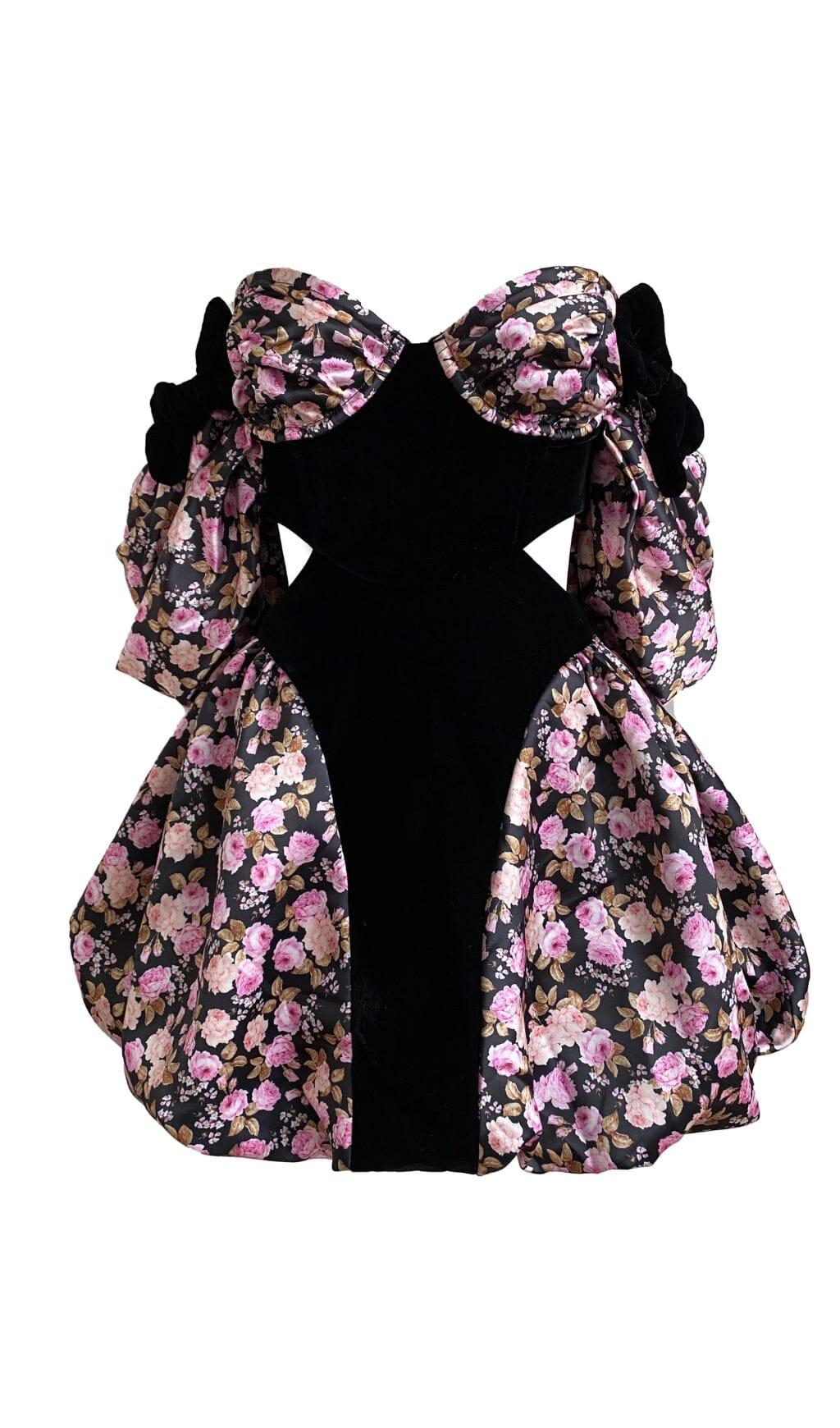 MINI ABITO FLOREALE CON SPALLE SCOPERTE