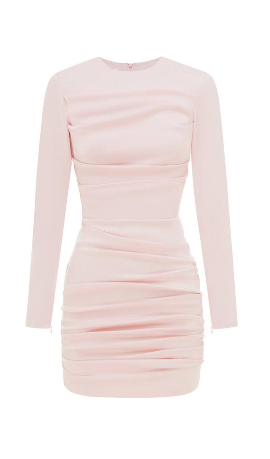 Plissee-Slim-Fit-Kleid in Nude-Pink