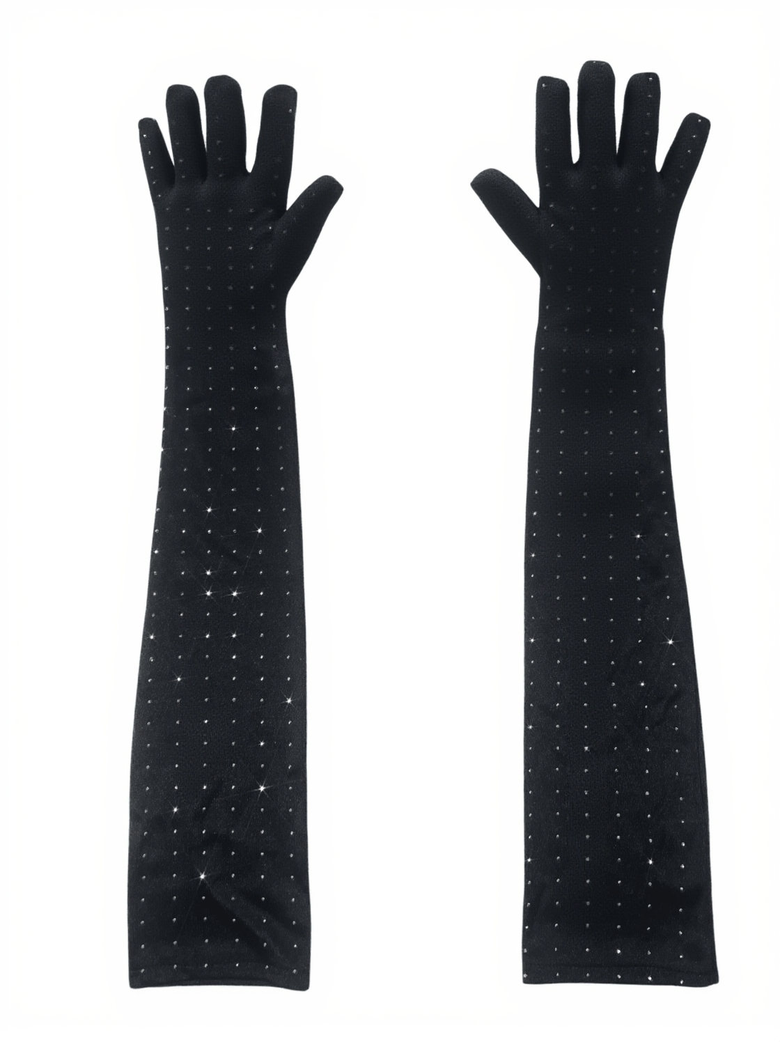 LEDIE RHINESTONE GLOVES IN BLACK