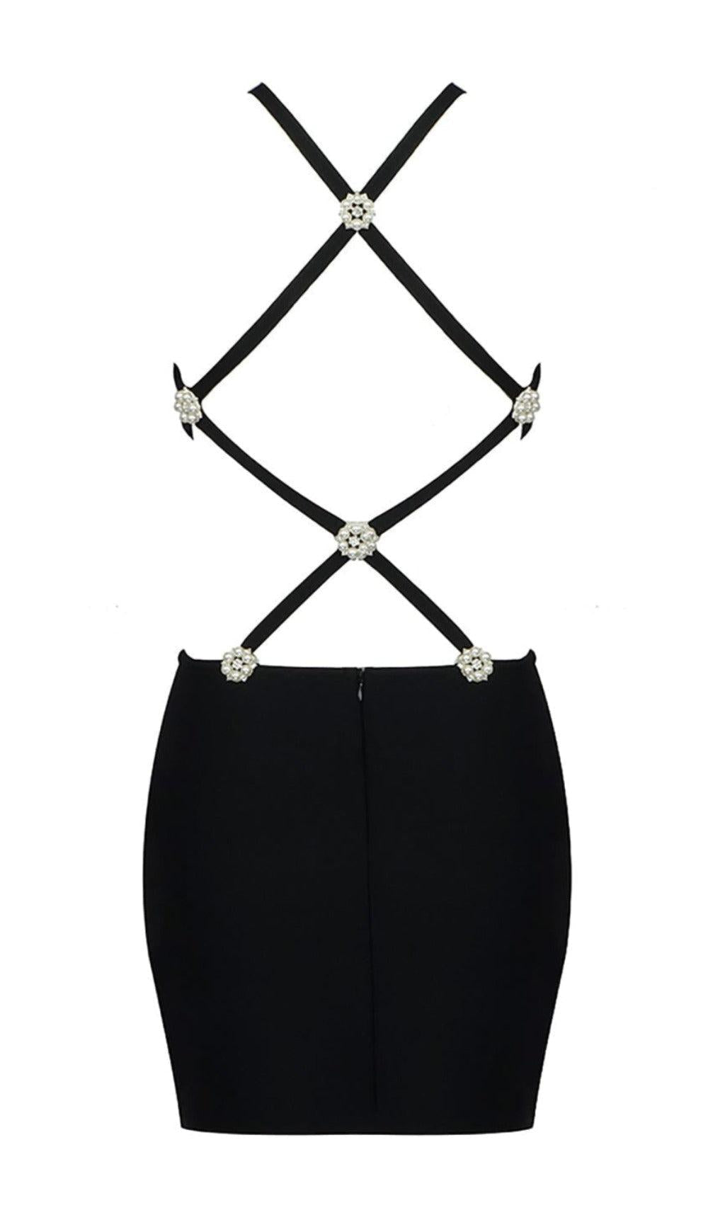 MINI ABITO A FASCIA HALTE SENZA BOTTONI IN NERO