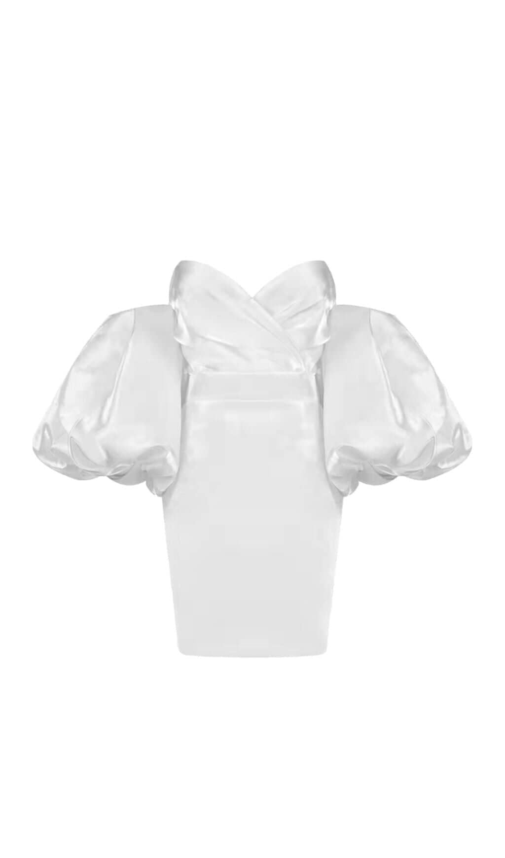 MINI ABITO IN RASO CON MANICHE A SBUFFO BIANCO