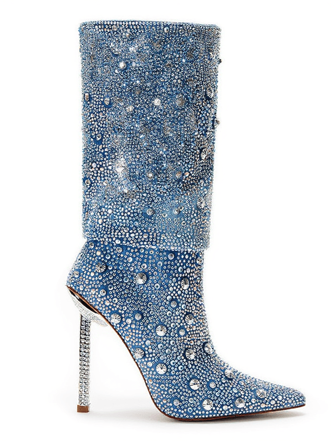 STIVALI IN DENIM CON STRASS E GLITTER MIA