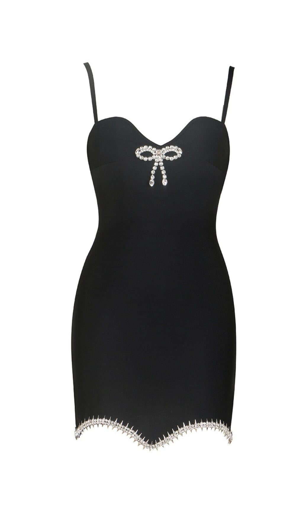 AIIZIE BANDAGE DIAMOND STRAPPY MINI DRESS IN BLACK - product image
