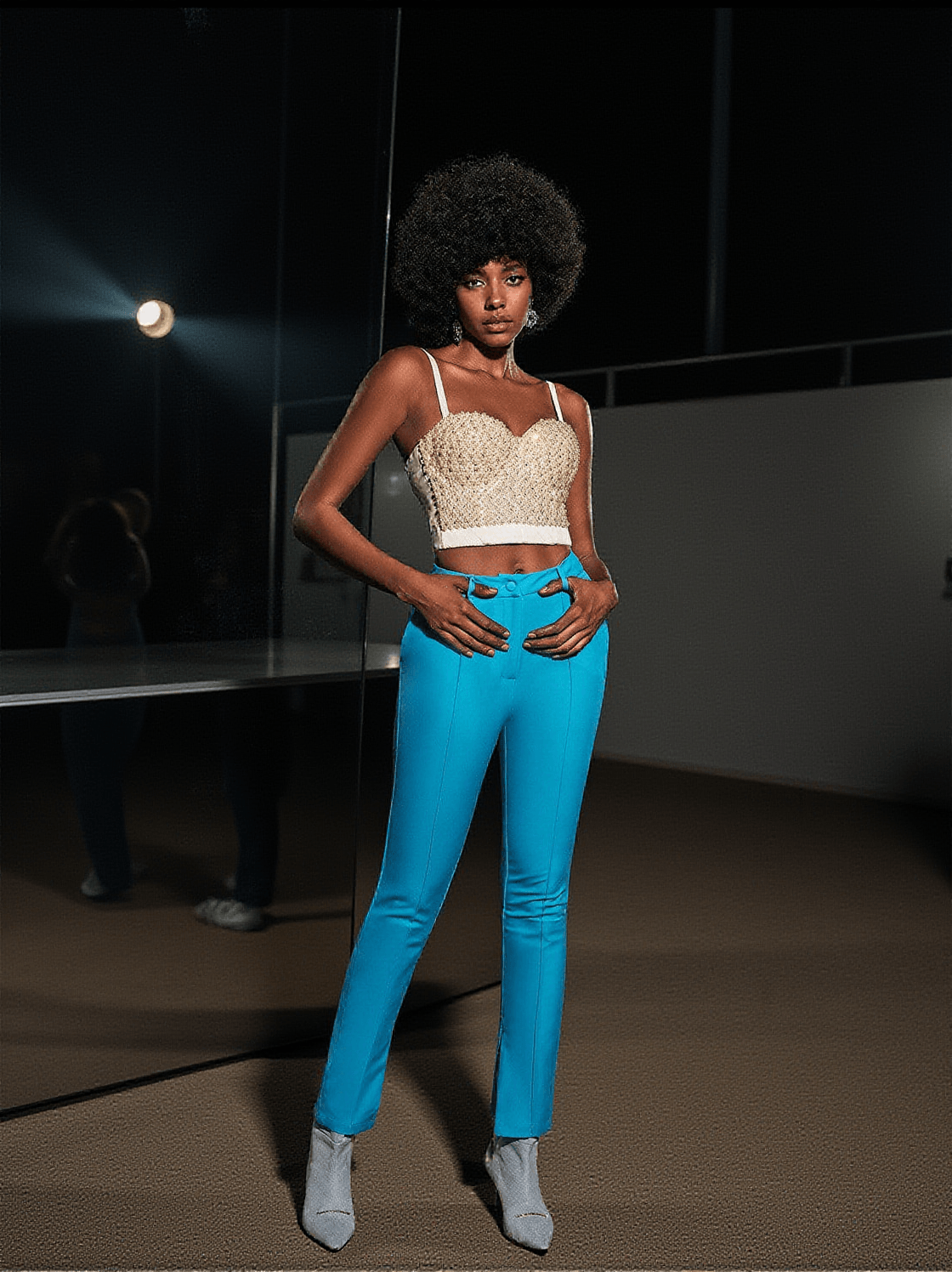 BESS PEARL EMBELLISHED CORSET TOP IN WHITE