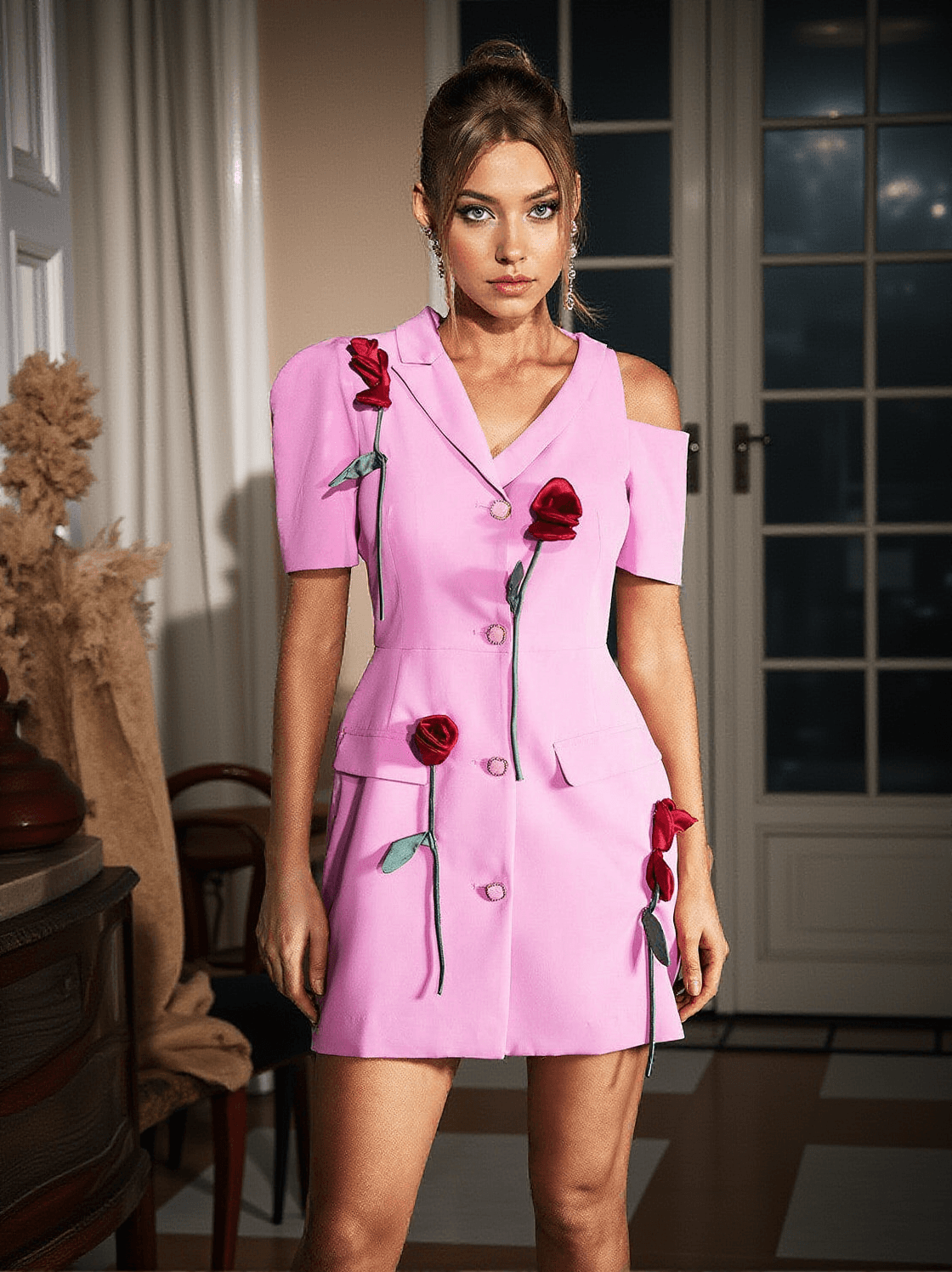 Glinda Flower Kurzarm-Blazerkleid