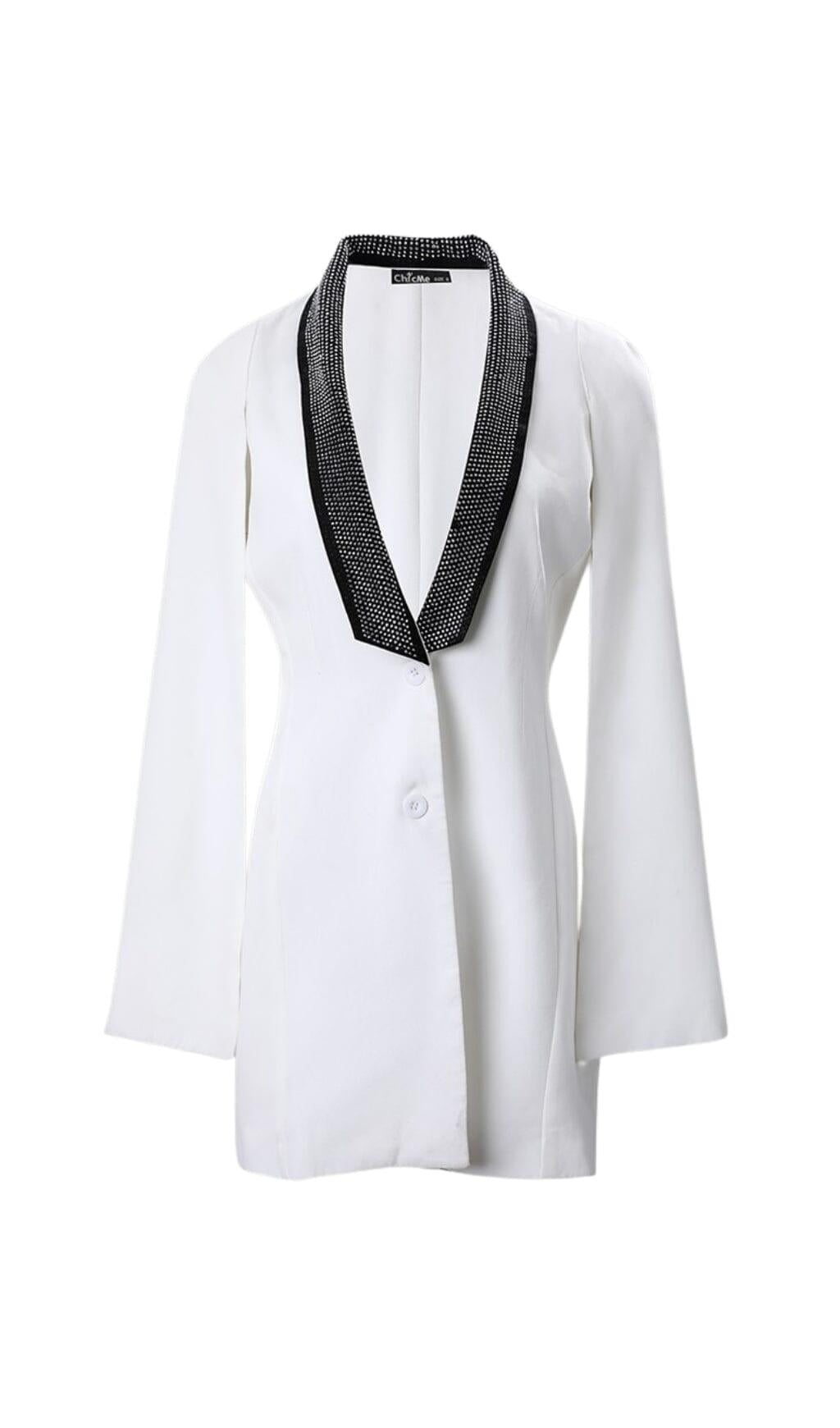 V-AUSSCHNITT DIAMANT DEKORATIVER AUSSCHNITT UMHANGKLEID IN WEISS