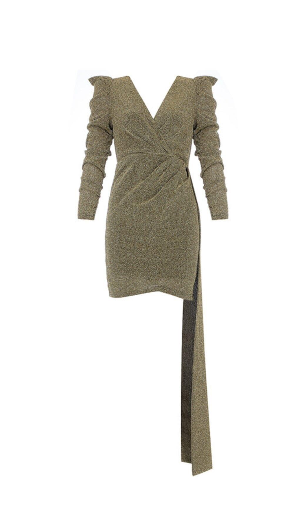 ABITO MINI CON SCOLLO A V PROFONDO IN ORO