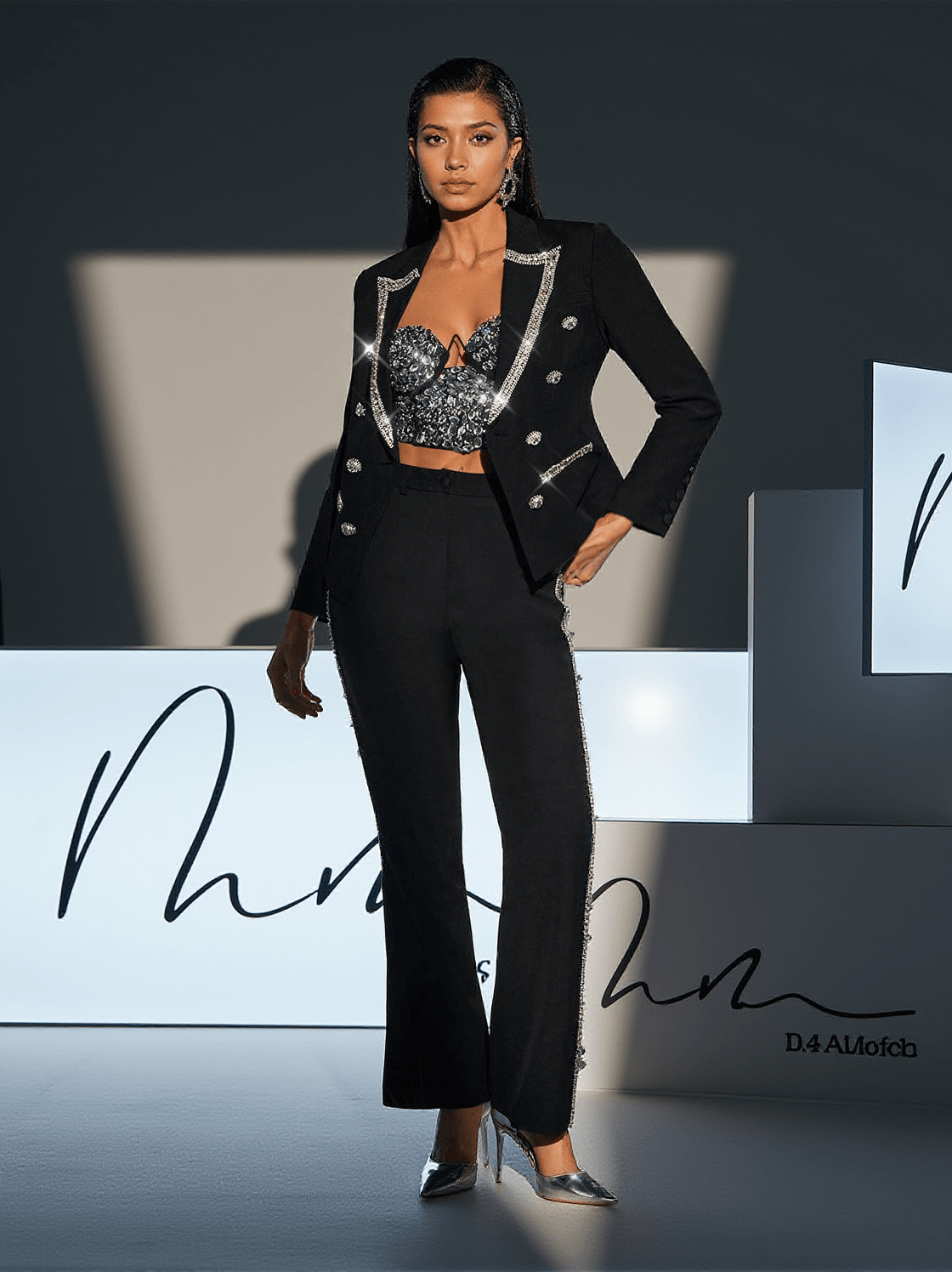 Completo blazer decorato con strass Townes