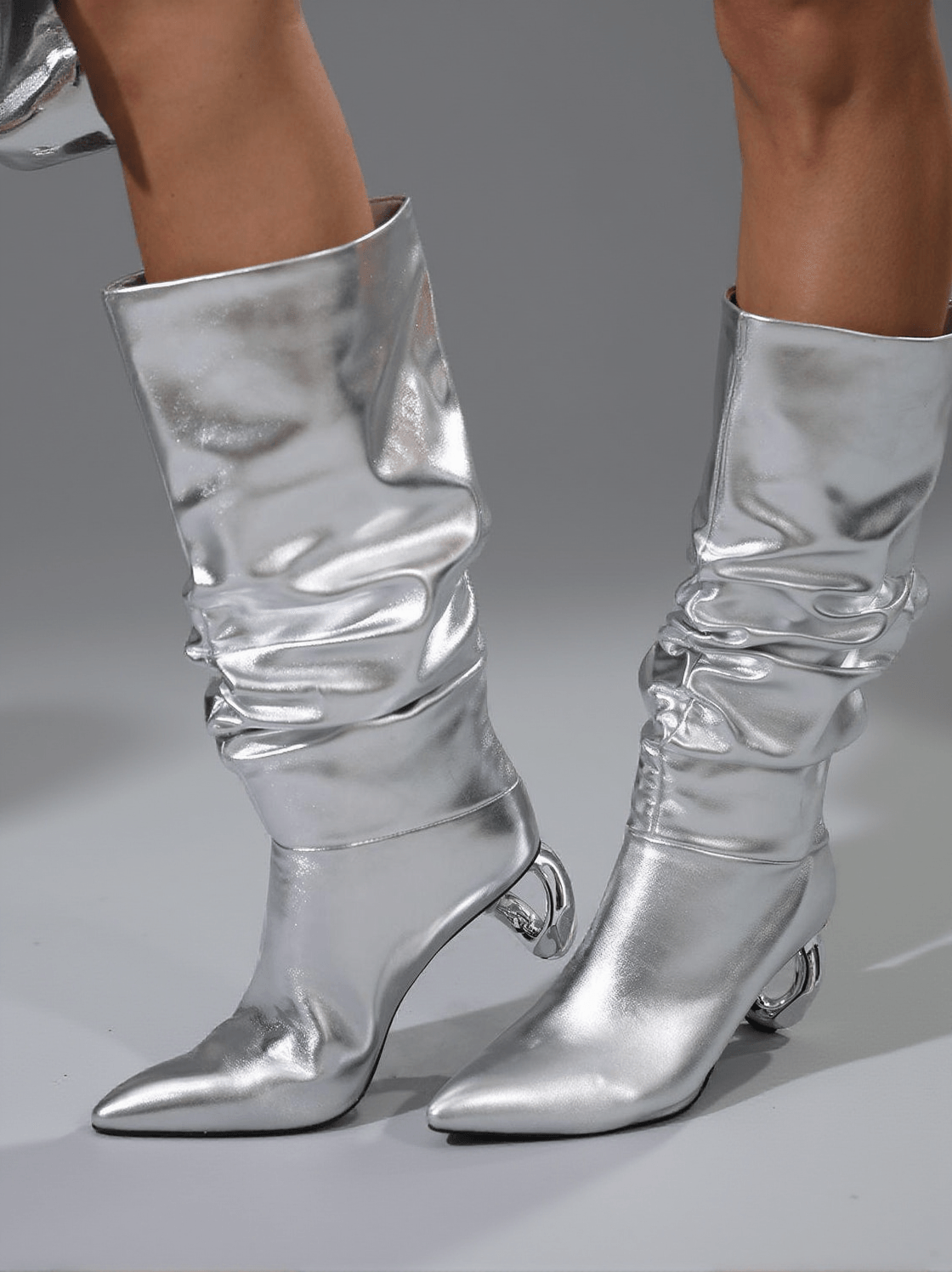 Stivali Courtney in pelle color argento