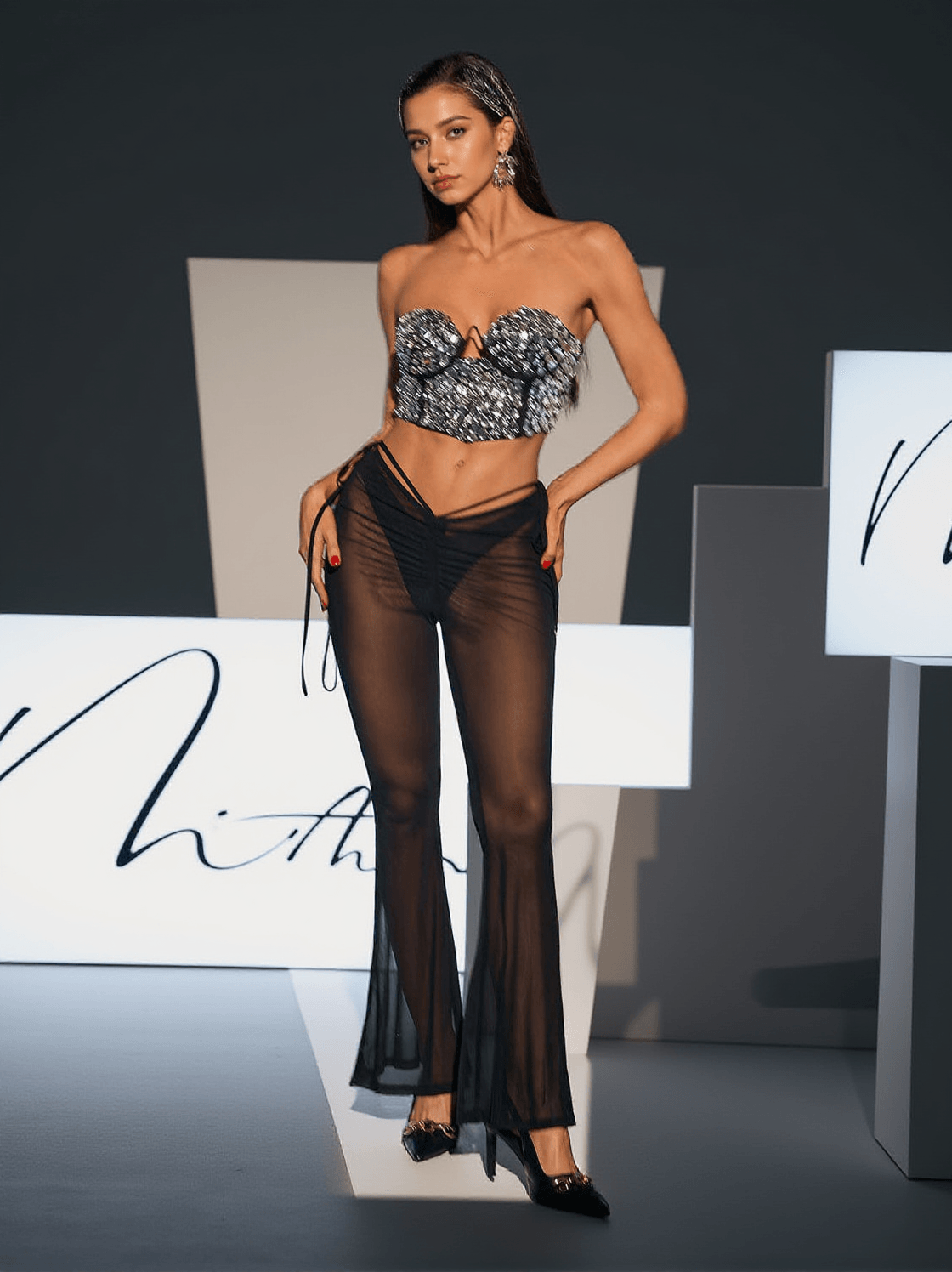 PANTALONI IN RETE A VITA BASSA STELLAN