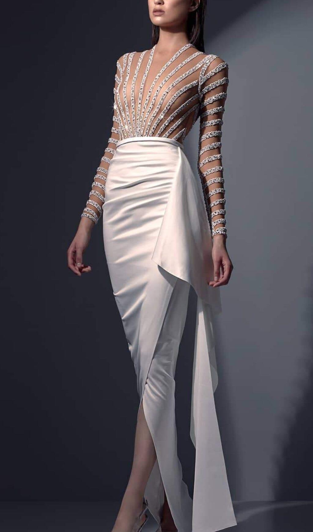 ABITO BIANCO CON ORLO IRREGOLARE DIAMOND PERSPECTIVE