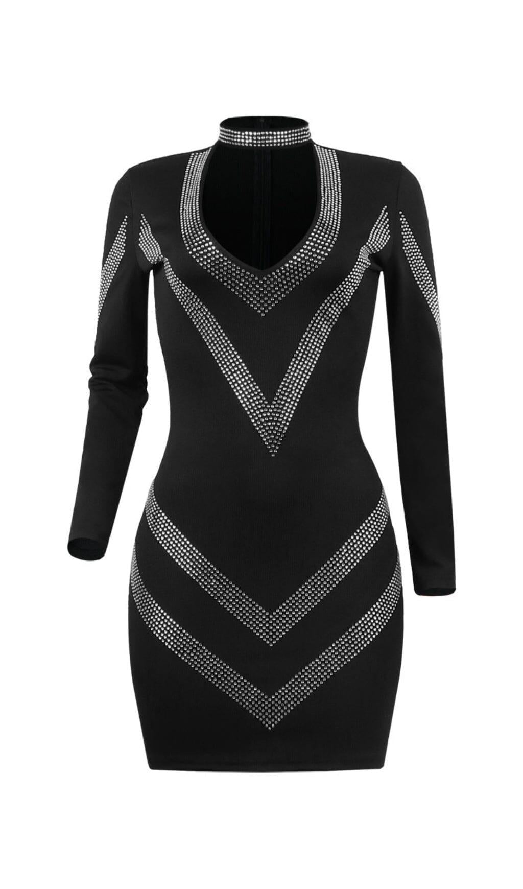 AIIZIE BANDAGE DIAMOND MINI DRESS IN BLACK - product image