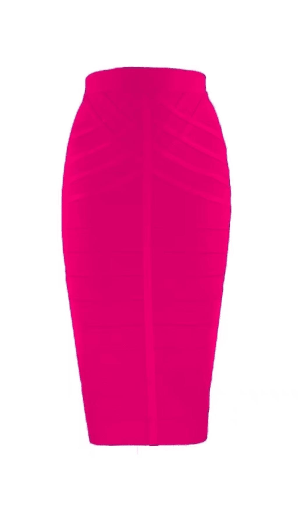 GONNA IN MAGLIA CON TEXTURE A RIGHE ROSA A VITA ALTA