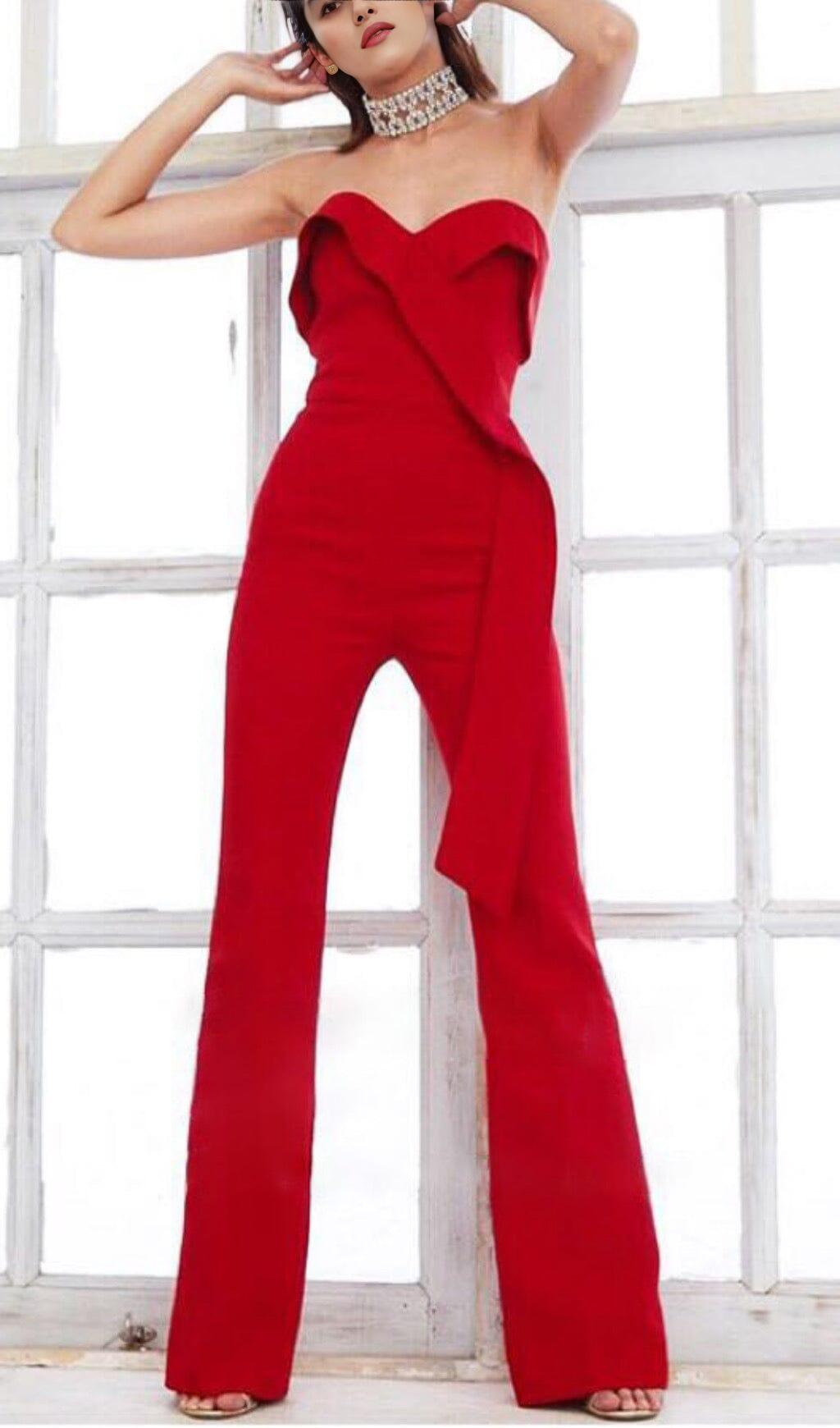 BANDEAU-JUMPSUIT IN ROT
